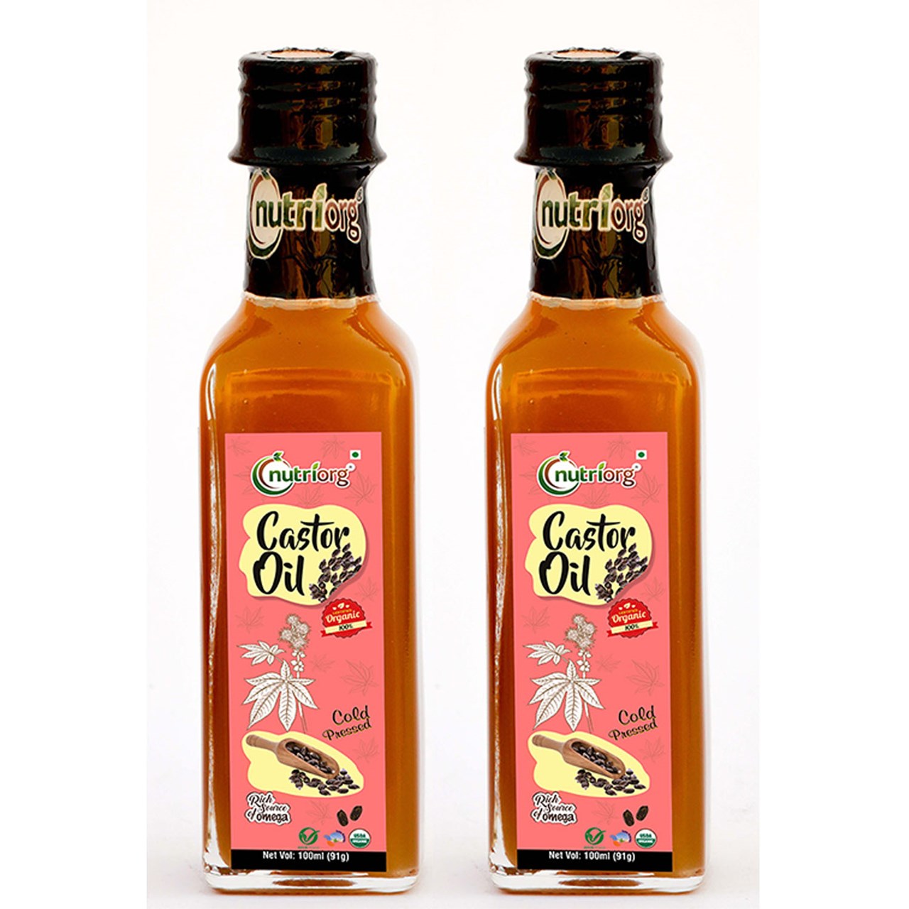 Picture of Nutriorg Certified Organic Castor Oil - 100 ml (Pack of 2)