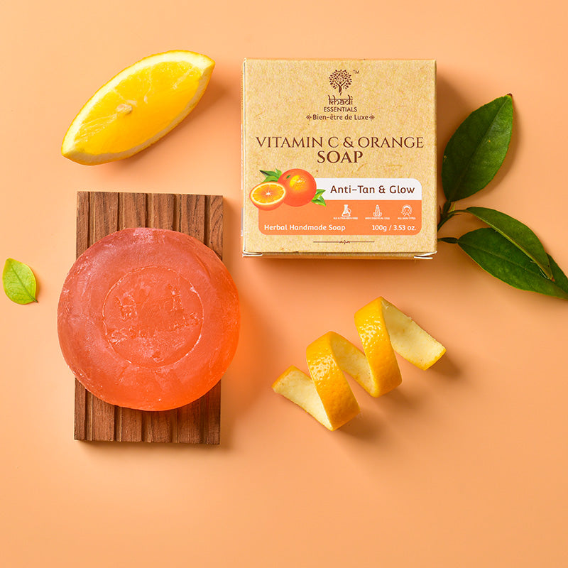 Picture of Khadi Essentials Vitamin C & Orange Soap (Pack of 3), 3x100g