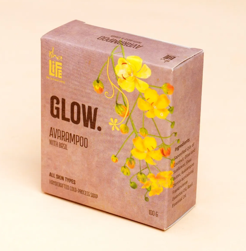 Picture of Isha Life Glow Avarampoo with Basil handcrafted soap - 100 GM