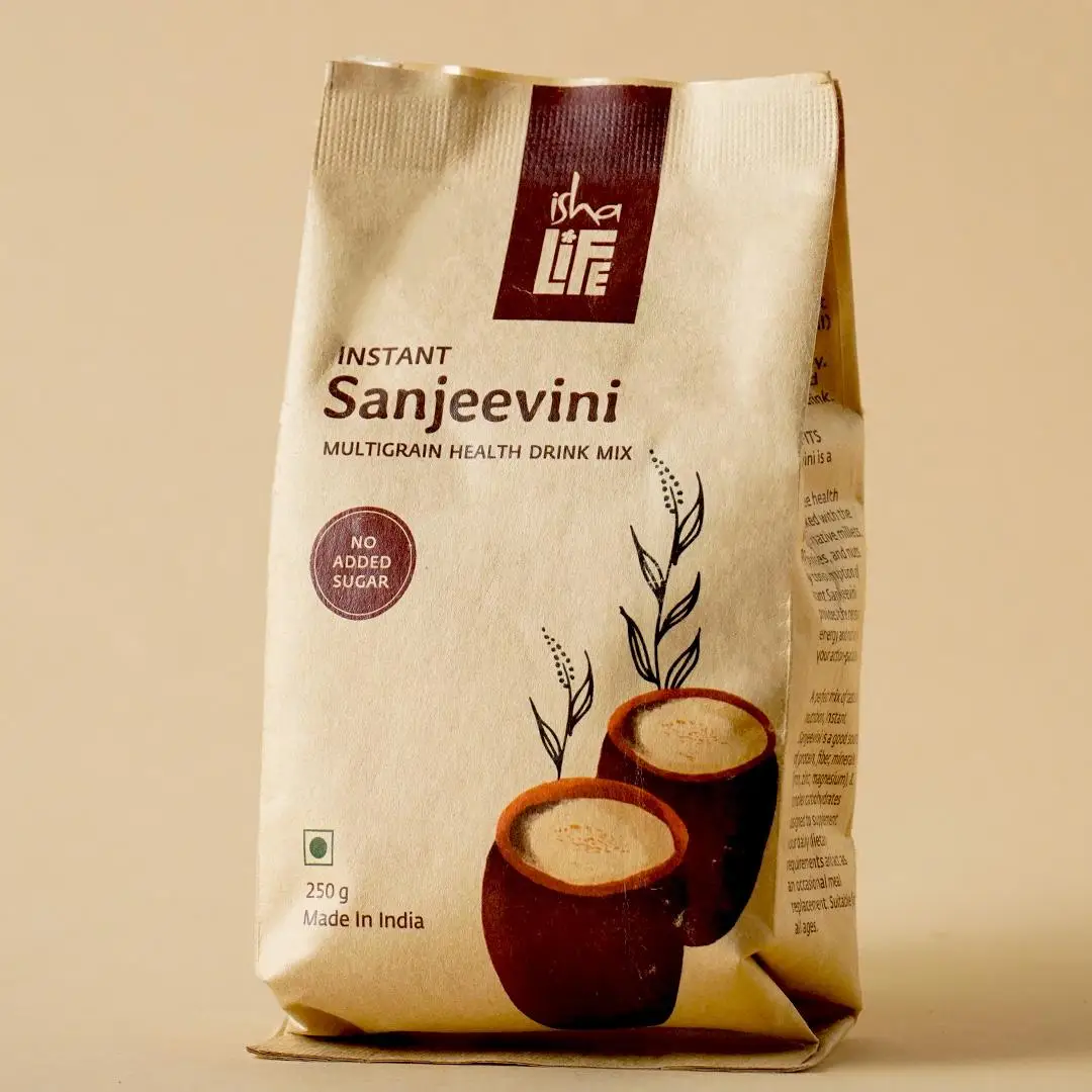 Picture of Isha Life Instant Sanjeevini Multigrain Health Drink Mix (250 gms). Traditional recipe. Contains millets, grains, legumes and spices