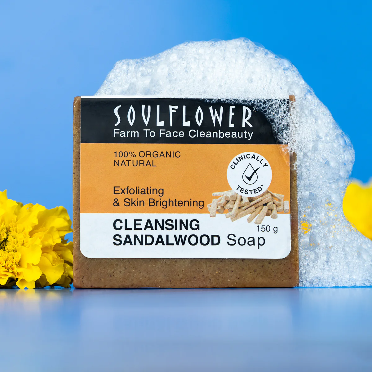 Picture of Soulflower Cleansing Sandalwood Soap - 150 GM