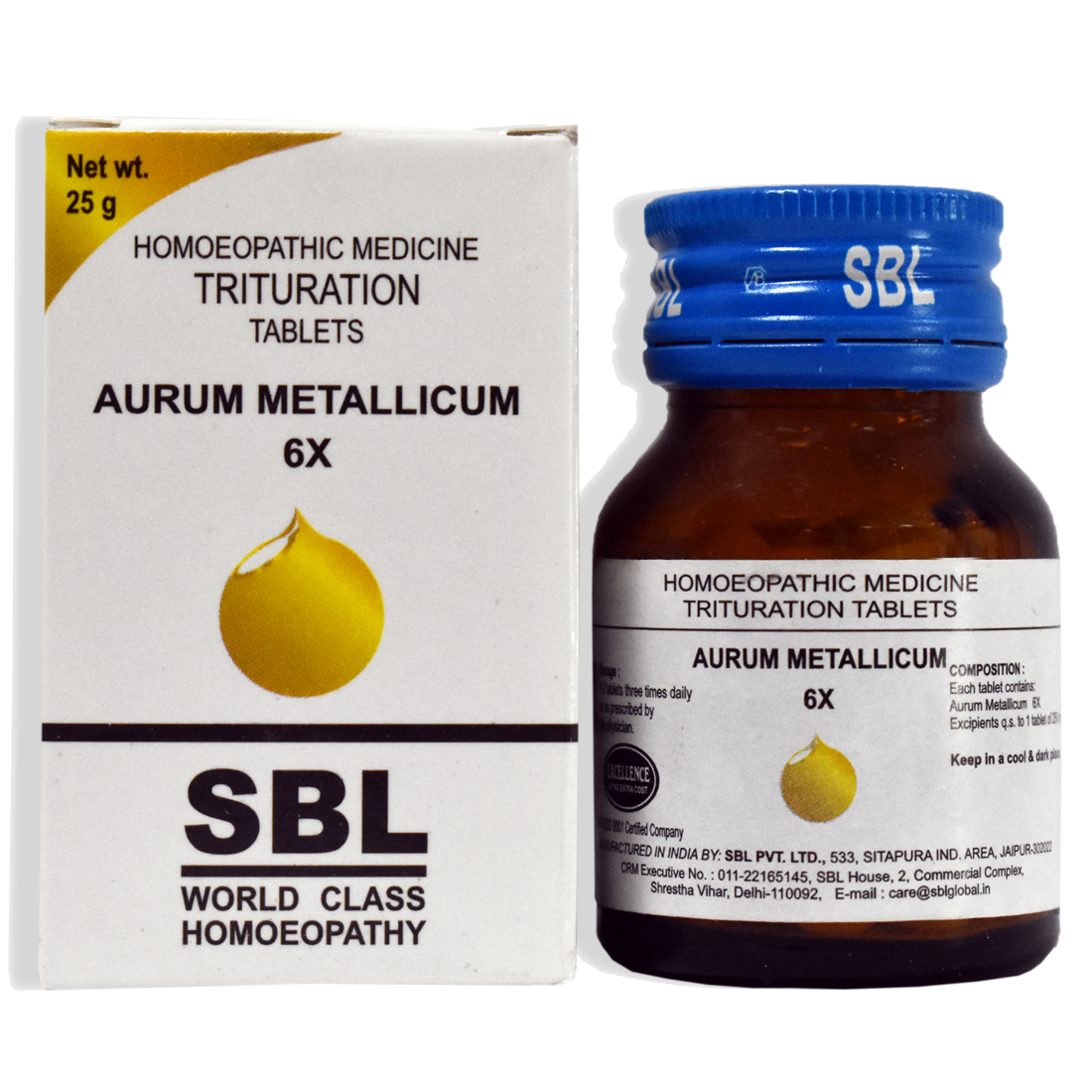 Picture of SBL Homeopathy Aurum Metallicum Trituration Tablet - 6X - 25 GM