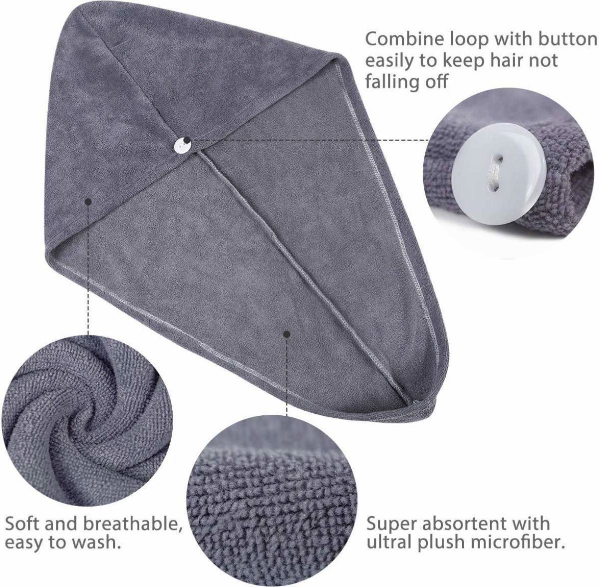 Spa Sister Microfiber Hair Turban Towel – Ultra Absorbent Drying Wrap, Multicolor