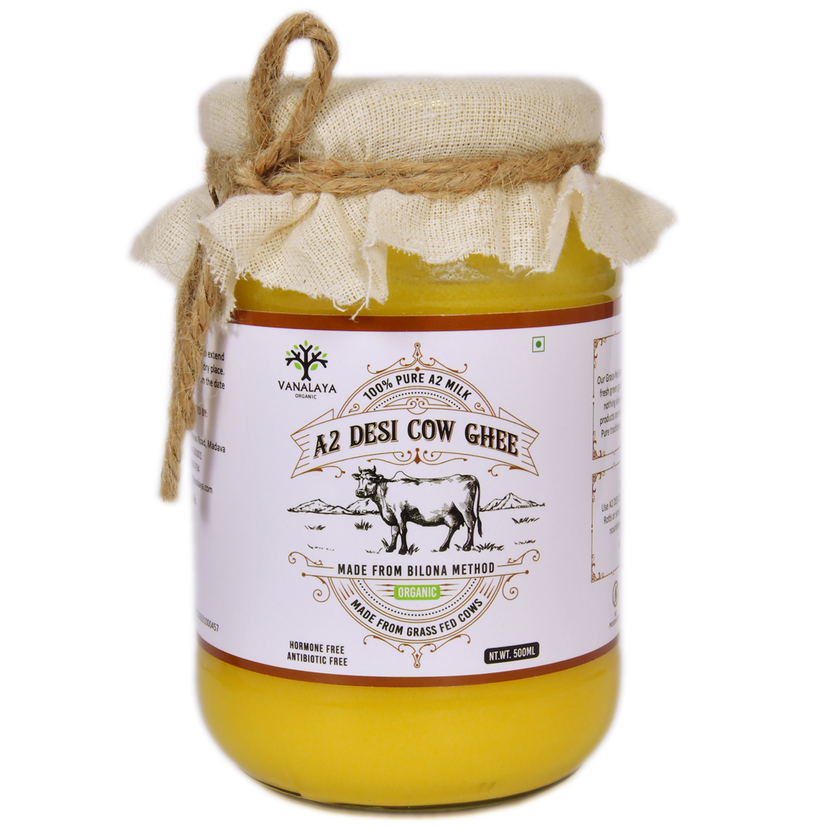 Picture of Vanalaya A2 Desi Cow Ghee from A2 Milk Prepared by Traditional Bilona Method 500ml