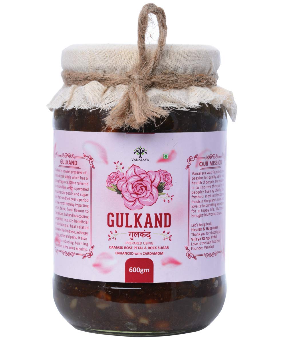 Picture of Vanalaya Natural Organic Gulkand Prepared Using Sun Cooked Damask Rose & Cardamon - Natural - Organic 600 GM