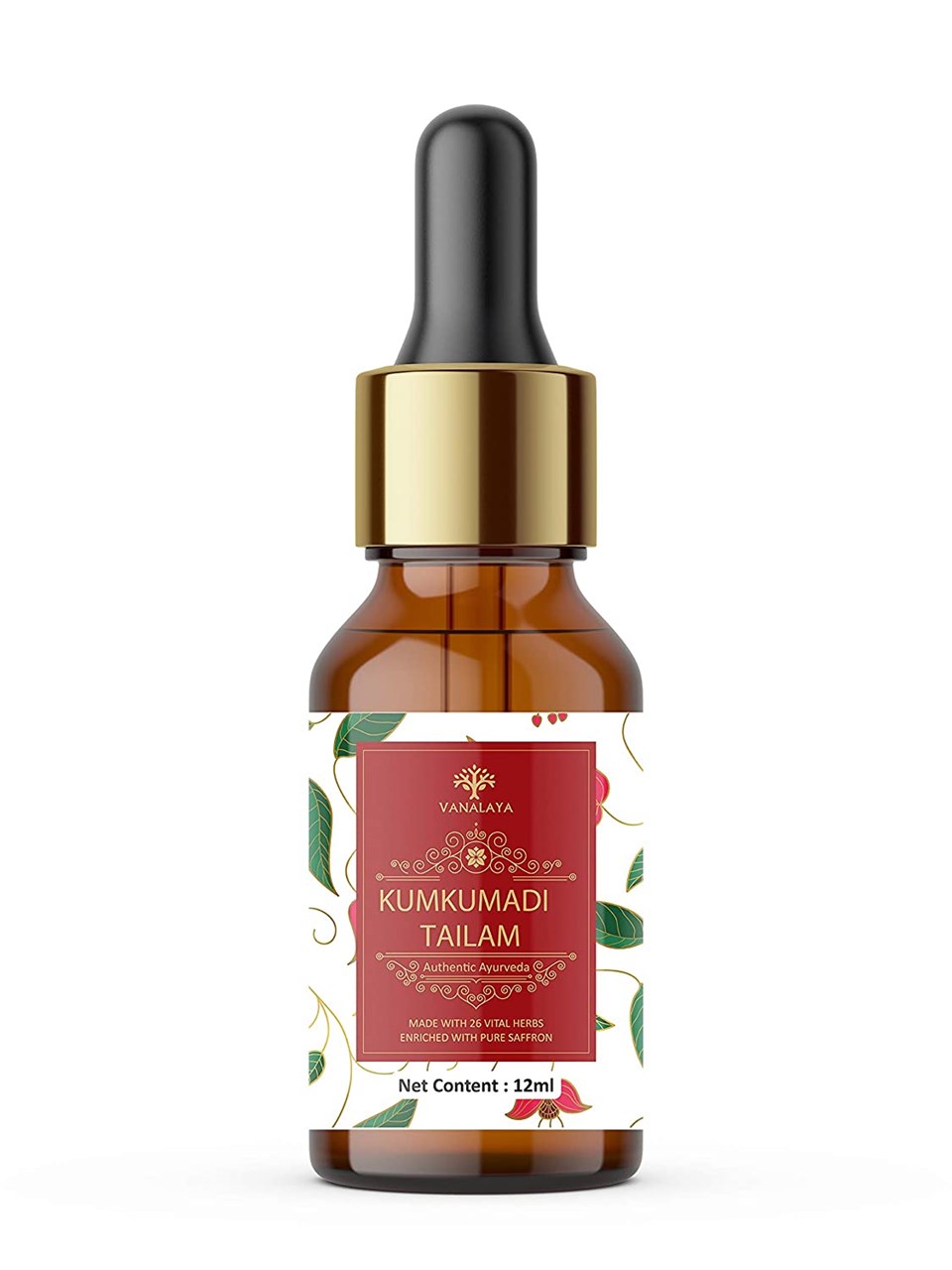 Picture of Vanalaya kumkumadi tailam for skin lightening, Anti-ageing, Night serum for face and glowing skin 12ml